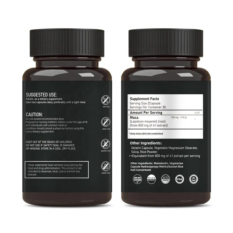 Luxvaa Maca Root Capsules – 1500mg Natural Energy & Balance Support (60 Count)