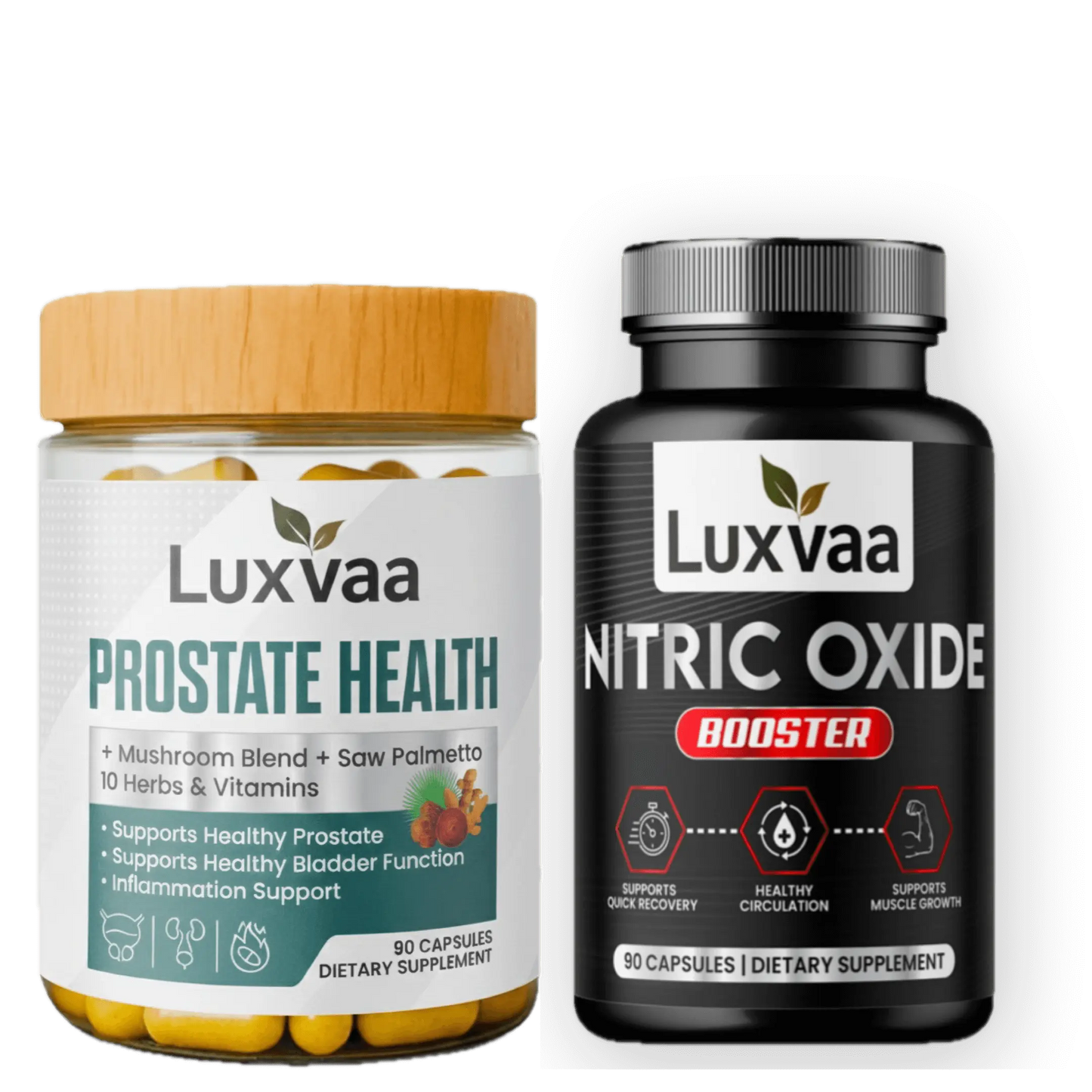 Luxvaa Men’s Health Bundle – Prostate Health & Nitric Oxide Booster (2 Pack, 90ct Each) - LUXVAA