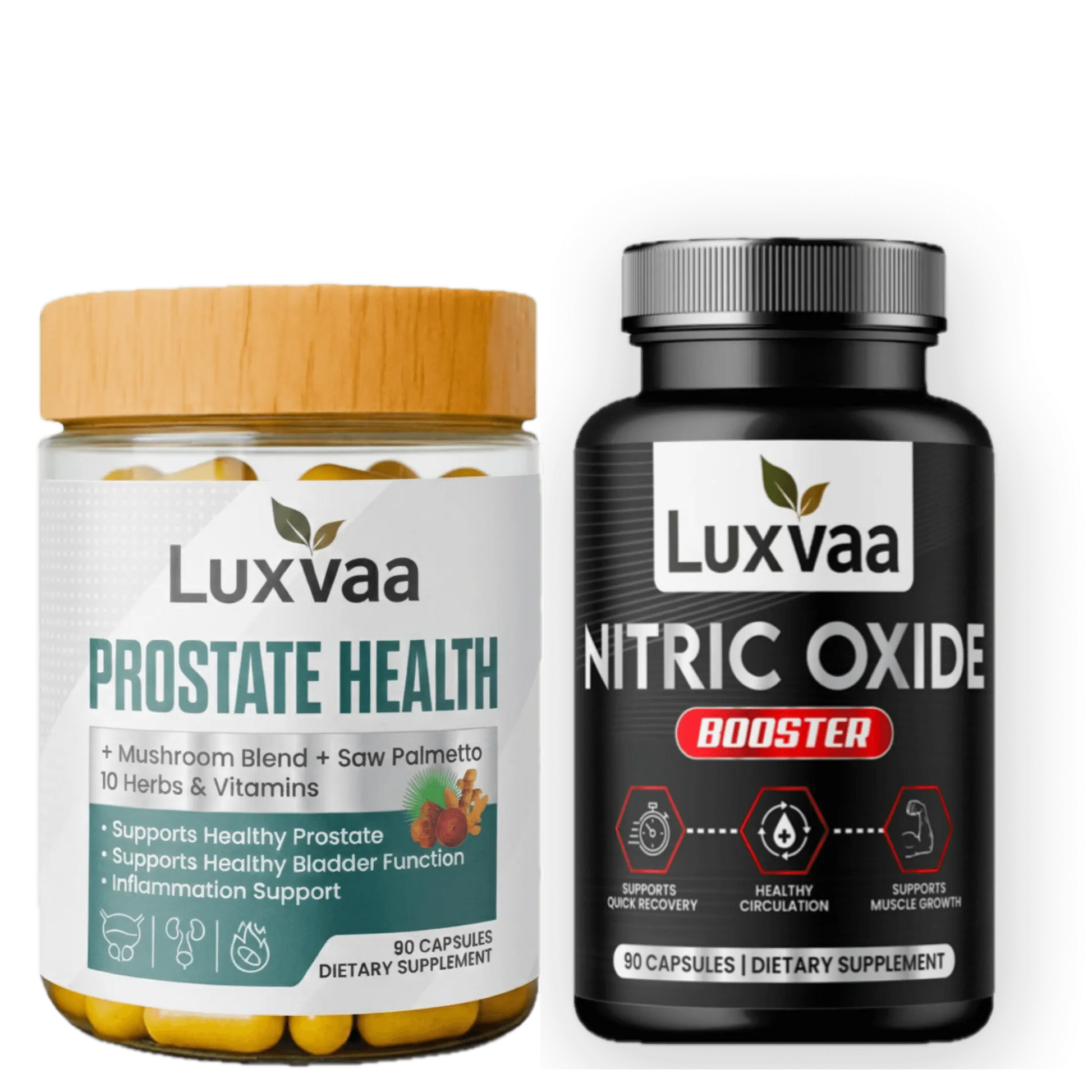 Luxvaa Men’s Health Bundle – Prostate Health & Nitric Oxide Booster (2 Pack, 90ct Each) - LUXVAA