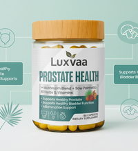 Luxvaa Prostate Health supplement jar with a white background