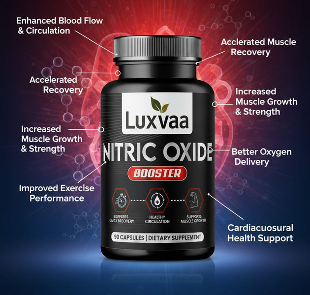 Luxvaa Nitric Oxide Booster – 90 Capsules | L-Arginine, Beet Root & L-Citrulline - LUXVAA