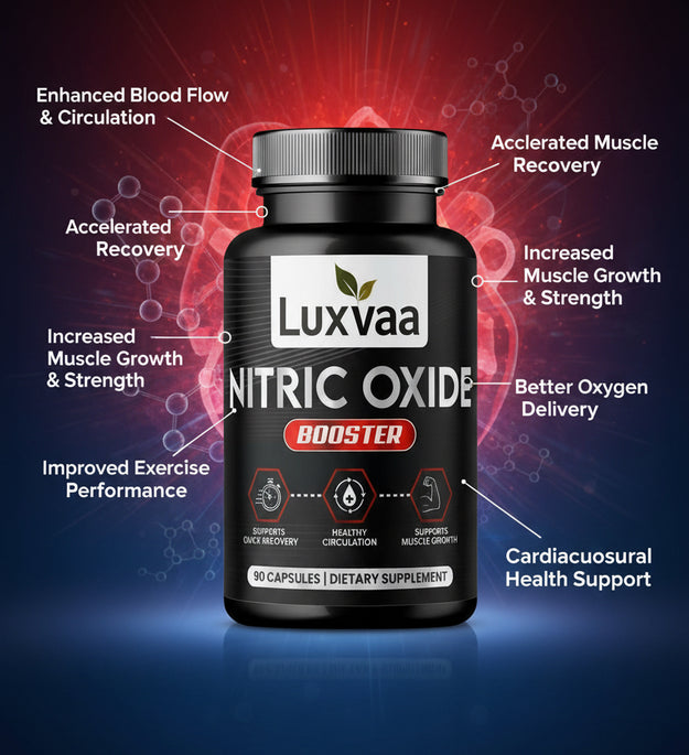 Luxvaa Nitric Oxide Booster – 90 Capsules | L-Arginine, Beet Root & L-Citrulline - LUXVAA