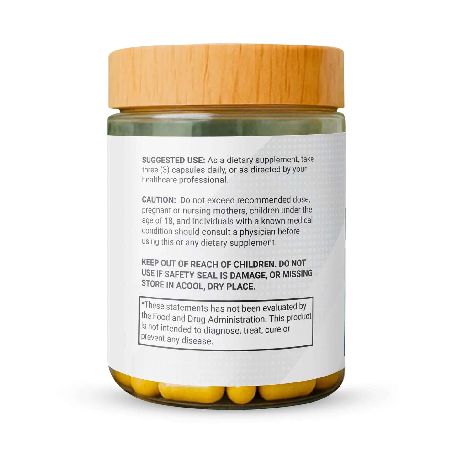 Nutritional information on the back of Luxvaa Prostate Health Supplements jar, emphasizing the safety guidelines and recommended use. Ideal for anyone interested in enhancing prostate support and maintaining healthy circulation through these men's health supplements.