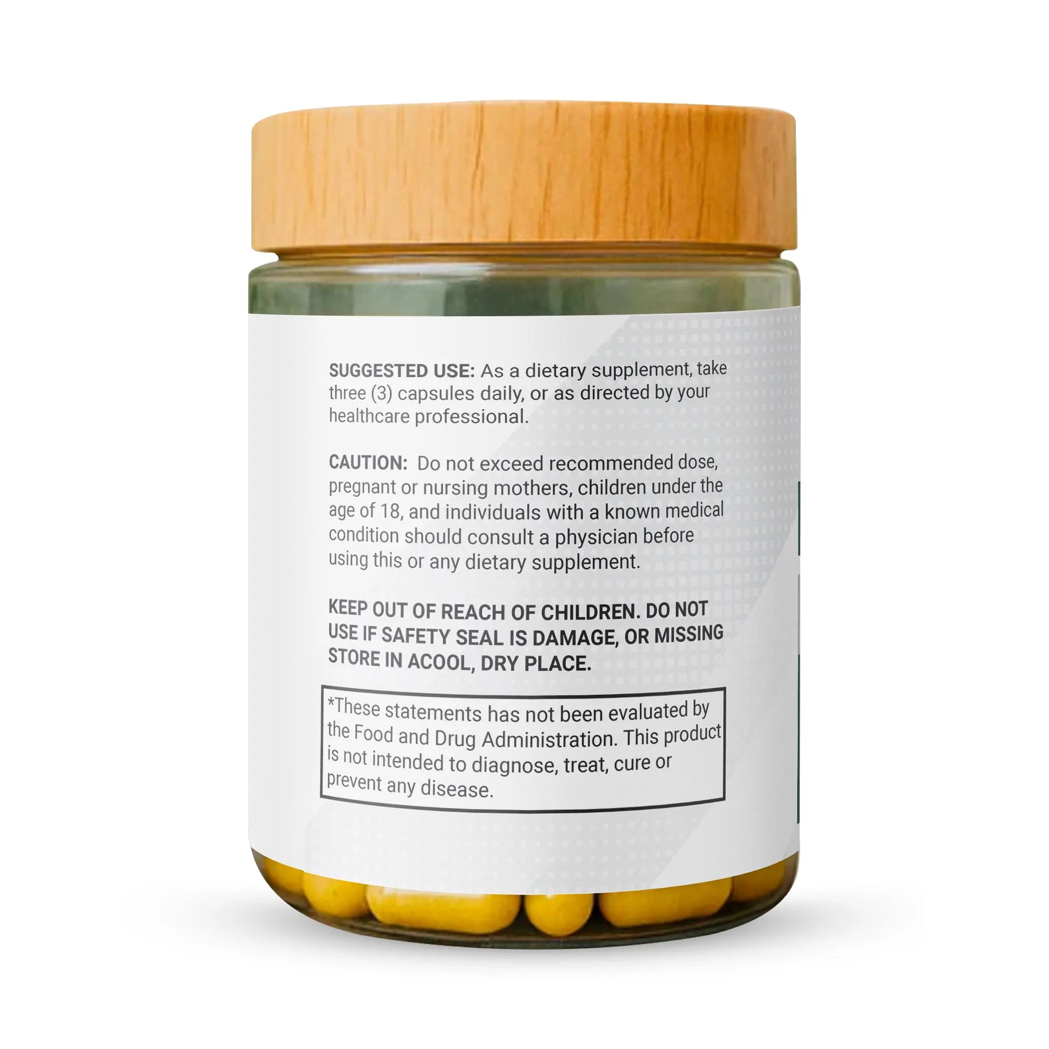 Nutritional information on the back of Luxvaa Prostate Health Supplements jar, emphasizing the safety guidelines and recommended use. Ideal for anyone interested in enhancing prostate support and maintaining healthy circulation through these men's health supplements.