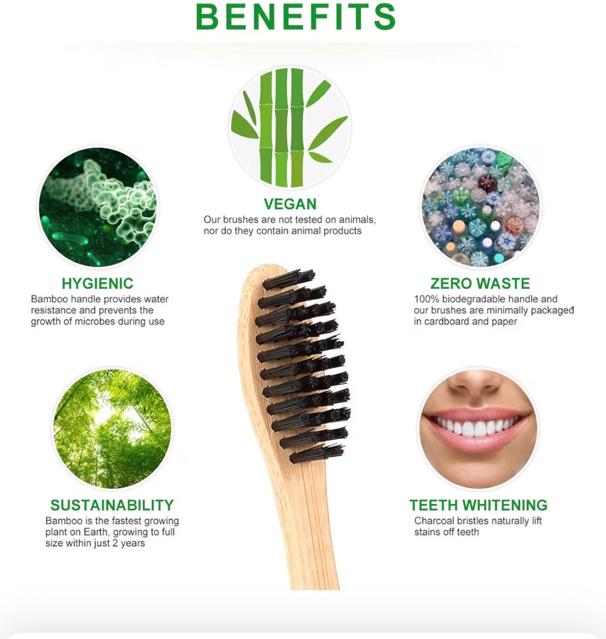 Luxvaa Bamboo Toothbrush – 10 Pack | Eco-Friendly Soft Bristles
