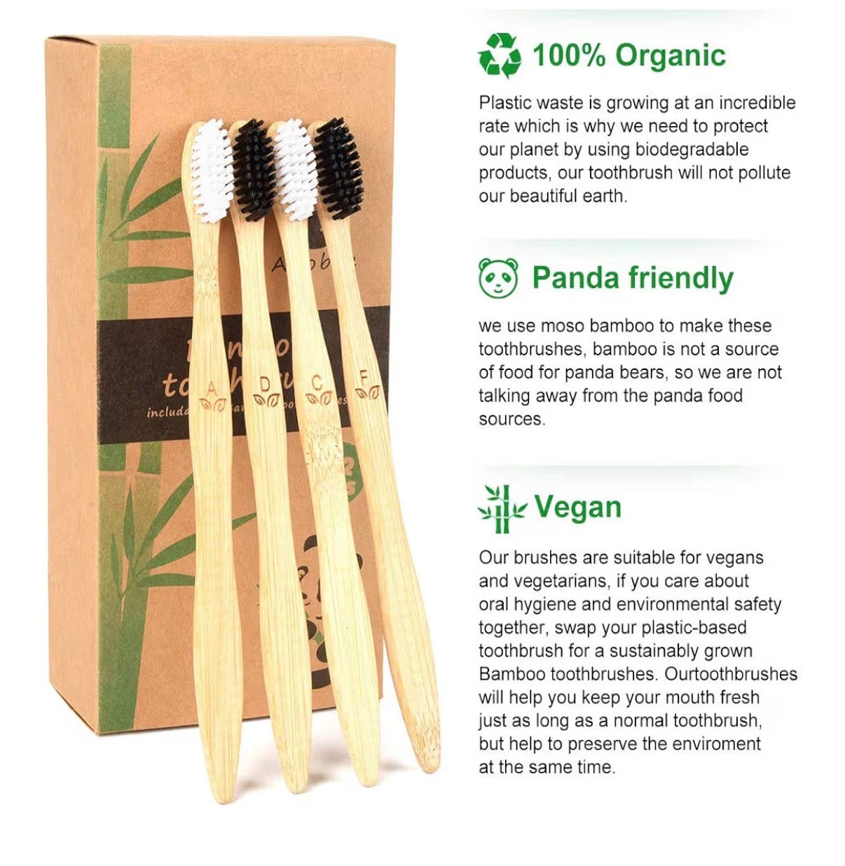Luxvaa Bamboo Toothbrush – 10 Pack | Eco-Friendly Soft Bristles